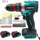 Teetok - Cordless screwdrivers,Brushless,18V Cordless Combi Hammer Drill Driver 25+1 with Drill Bit Sets +2x 3.0Ah Battery+Charger ,Compatible with