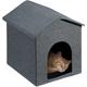 Relaxdays - Cat House, Kitten Cave, Foldable Den, Pointed Roof Removable, Comfort, Pet, HxWxD 40 x 35 x 42.5 cm, Grey