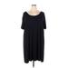 Terra & Sky Casual Dress - Mini Boatneck Short sleeves: Black Print Dresses - Women's Size 2X