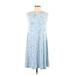 Style&Co Casual Dress - Mini High Neck Sleeveless: Blue Dresses - New - Women's Size Medium