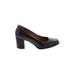 Clarks Heels: Pumps Chunky Heel Classic Black Print Shoes - Women's Size 7 1/2 - Round Toe