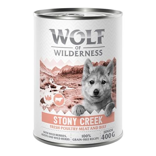 6 x 400 g Junior Stony Creek Geflügel mit Rind Wolf of Wilderness getreidefreies Hundefutter nass