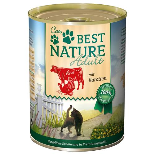 12x 400g Best Nature Cat Adult Rind, Pute & Karotten Katzenfutter nass