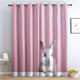 SZLYZM Rabbit Blackout Curtains, Girls Pink Bedroom Curtains & Living Room Curtains 66x54 Inch 2 Panels Set, Thermal Eyelet Drapes Decorative Patterned Window Treatments 54 Drop (W6-&213)