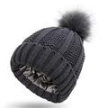 G&F Winter Knit Beanie Hats Women Bobble Pom Pom Caps for Outdoor Sports Keep Warm (Color : Dark Gray, Size : One Size)
