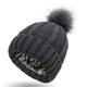 G&F Winter Knit Beanie Hats Women Bobble Pom Pom Caps for Outdoor Sports Keep Warm (Color : Dark Gray, Size : One Size)