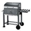BillyOh Charcoal BBQ Grill Smoker with Side Table Shelf Stainless Steel Barbecue with Wheels Outdoor Portable Garden BBQ with Temperature Gauge, Grey Texas