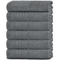 White Classic Wealuxe Cotton Bath Towels - 61x127 CM - Lightweight Soft and Absorbent Gym Pool Bathroom Towel - 6 Pack - Grey