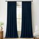 PONY DANCE Navy Blue Velvet Curtains - Pencil Pleat Luxury Curtains & Drapes Elegant Home Decor Window Treatment for Living Room/Bedroom, Pencil Pleat Curtains 52x90