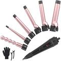 6-in-1 Curling Iron Professional Curling Wand Set Instant Heat Up Hair Curler with 6 Interchangeable Ceramic Barrels