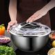 Zhongren Salad Spinner Stainless Steel with Colander Basket, Handle and Smart Lock Lid, Quick Dry Design, Easy Drain System, Non-slip Base, 3.5litre Lettuce Spinner Fruits Vegetable Washer Dryer