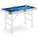 GYMAX 4FT Folding Billiards Table, Portable Pool Game Table Set with 2 Cues, 16 Balls, 2 Chalk, Triangle & Brush, Family Leisure Snooker Table for Kids and Adults