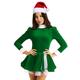 CHICTRY Women Christmas Costume Miss Santa Claus Fancy Dress Outfit Y2K Crop Top with Skirt Hat 6# Green E L