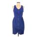 Worthington Casual Dress - Sheath Scoop Neck Sleeveless: Blue Print Dresses - Women's Size 6