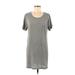 J.Crew Factory Store Casual Dress - Shift Scoop Neck Short sleeves: Gray Print Dresses - Women's Size Medium