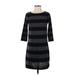 Ann Taylor LOFT Casual Dress - Shift: Black Stripes Dresses - Women's Size X-Small Petite