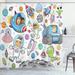 East Urban Home Enye Outer Space Deep Space Astronaut Alien Rockets on Moon Nursery Shower Curtain Set Polyester | 69 H x 105 W in | Wayfair