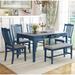 August Grove® Briken Rectangular 59" L x 35.4" W Dining Set Wood in Gray/Blue | 30.3 H x 35.4 W x 59 D in | Wayfair