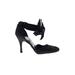 Nicole Miller Heels: Pumps Stilleto Cocktail Party Black Print Shoes - Women's Size 7 1/2 - Almond Toe