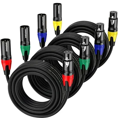 Xlr Audio kabel 4er-Pack Stecker-Buchse-Mikrofon kabel 3-poliges symmetrisches xlr-Kabel für Image