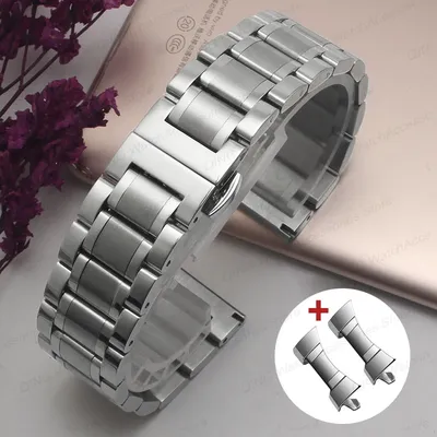 Arc Flat End Solid Edelstahl-Uhrenarmband für Tissot Butterfly-Verschluss, 12, 13, 14, 15, 16, 17, 18, 19, 20, 21, 22, 23, 24 mm, universell Image