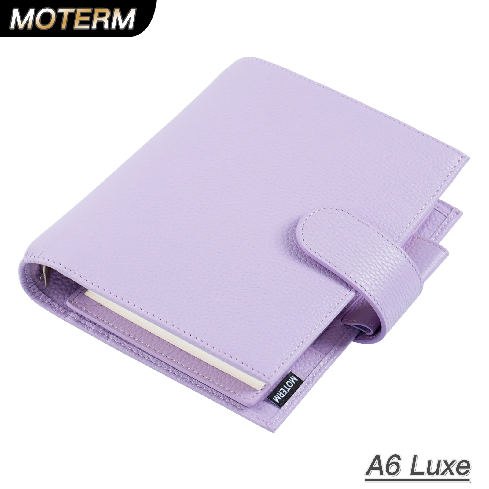 Moterm Luxe 2.0 Ringe im A6-Format, Planer mit 30-mm-Ringen, echtes Kieselleder, Notizbuch, Tagebuch, Agenda-Organizer Image