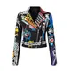 Frühling Gedruckt frauen Kurze Pu Jacke Motorrad Tragen Leder frauen Punk Rock Fashion Street Mantel