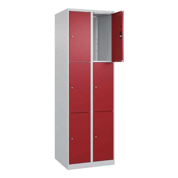 CP Schließfachschrank »Classic Plus Korpus lichtgrau« 2x3 Fächer rot, 60x185x50 cm