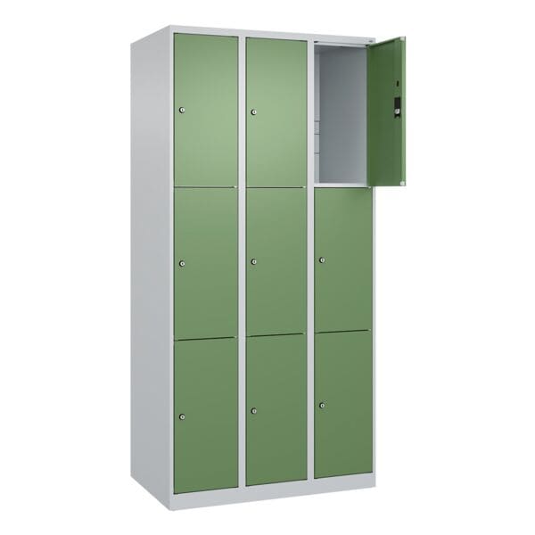 CP Schließfachschrank »Classic Plus Korpus lichtgrau« 3x3 Fächer grün, 90x185x50 cm