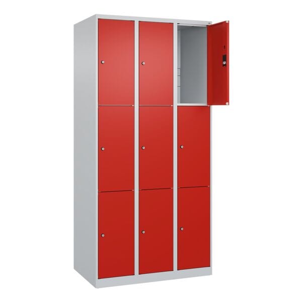 CP Schließfachschrank »Classic Plus Korpus lichtgrau« 3x3 Fächer rot, 90x185x50 cm