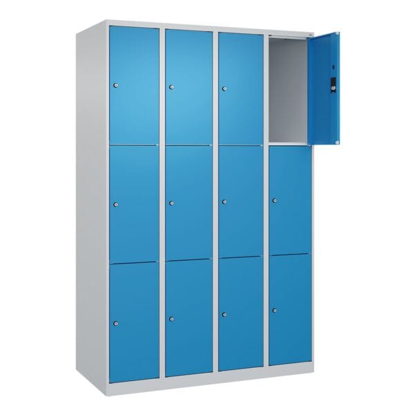 CP Schließfachschrank »Classic Plus Korpus lichtgrau« 4x3 Fächer blau, 120x185x50 cm