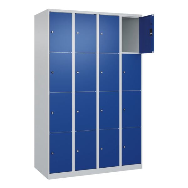 CP Schließfachschrank »Classic Plus Korpus lichtgrau« 4x4 Fächer blau, 120x185x50 cm