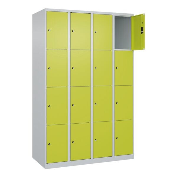 CP Schließfachschrank »Classic Plus Korpus lichtgrau« 4x4 Fächer grün, 120x185x50 cm