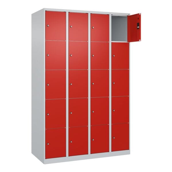 CP Schließfachschrank »Classic Plus Korpus lichtgrau« 4x5 Fächer rot, 120x185x50 cm