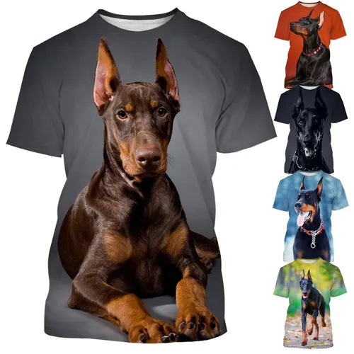 Neue Mode Dobermann Pinscher 3D-Druck T-Shirt Männer Damen lässig Kurzarm Hunde hemd Top