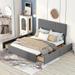 Queen Size Wood/Metal Structure Bedframe Stylish Velvet Upholstered Platform Bed with Adjustable Headboard & 4 Drawers, Grey