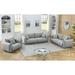 1+2+3 Seat Sectional Sofa Set, Deep Seat 3pc Sofa Set with 5 Pillows, Fabric Upholstered Couch for Living Room, Grey