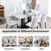 Faux Marble Dining Room Table Set, 7 Piece Rectangle Dining Table Set with 6 Pu Leather Upholstered Chairs, White