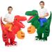2 PACK Inflatable Dinosaur Costume for Kids ,Riding T Rex Air Blow up
