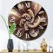 Designart "Fractal Flower In Vintage Gold And Pink III" Abstract Botanicals Oversized Wall Clock