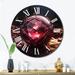 Designart "Red Gold Vibrant Stones" Stone Geode Oversized Wall Clock