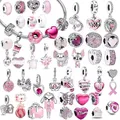 NEW Authentic 925 Sterling Silver Pink Original Charm Love Potion Murano Glass Heart Dangle Beads