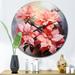 Designart "Pink Poinsettias Romantic Impression" Floral Oversized Wall Clock