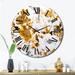 Designart "Floral Gold Glam Blossoming Wild White Roses II" Rose Oversized Wall Clock