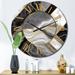 Designart "Marble Granite Agate With Touches Of Gold V" Modern Geometric Oversized Wall Clock