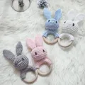 Let's Make Baby Rattle 1pc Rabbit Crochet Molars Log Animal Teether Safe Wooden Toys Mobile Pram