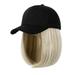 Stiwee Make Christmas Great Again Home Wig Hat Baseball Cap Wigs For Women Black Hat With Bob Hair Extensions Attached Synthetic Hairpieces Short Wig Adjustable Caps 8 in