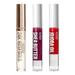 Kiss New York 3 Pack Lip Oil Gloss Hydrating Non-Sticky Lip Oil 100% Natural Oil Clear Lip Gloss Lightweight Lip Moisturizer (Rosegold & Shea Butter & Jojoba)