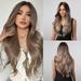 XIAQUJ 24in/60cm Long Wavy Gradient Brown Women s High Temperature Silk Wig Suitable for Party Festival Wigs for Women Brown