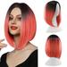 CAKVIICA Party Wig Wig Gradient Short Straight Hair Highlight Female Wig Gradient Short Straight Party Wig Red